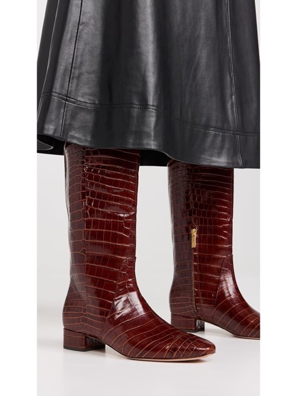 New Veronica Beard Cecile Croc Embossed Knee High Boot Sepia Brown Sz 6.5